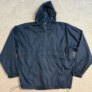 Vintage Foot‎ Locker Pullover Windbreaker Jacket Anorak Y2K Urban Hooded Blue XL